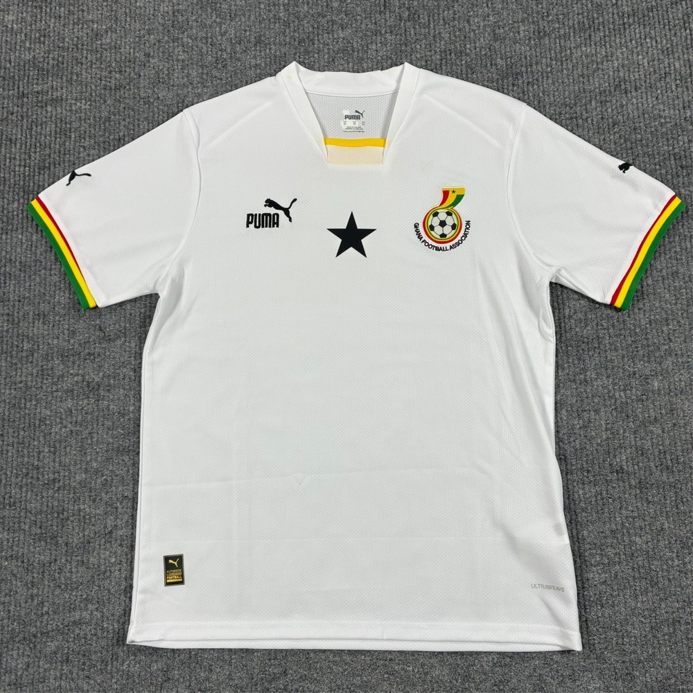 Puma Ghana National Team Home Soccer Jersey Mens Size XL White Ultraweave